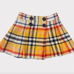Mini Boden Skirt Pleated tartan plaid yellow red size 2T